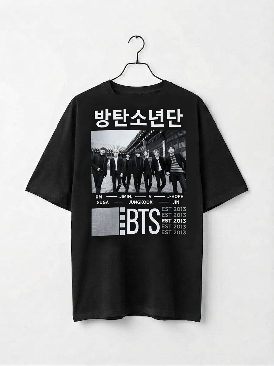 Camiseta BTS Bangtan Grupo Print — vista frontal
