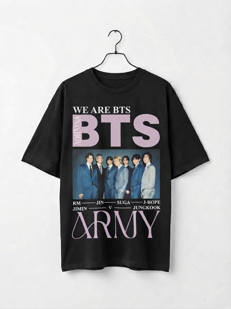 Camiseta BTS Collage Purple Dark — vista frontal