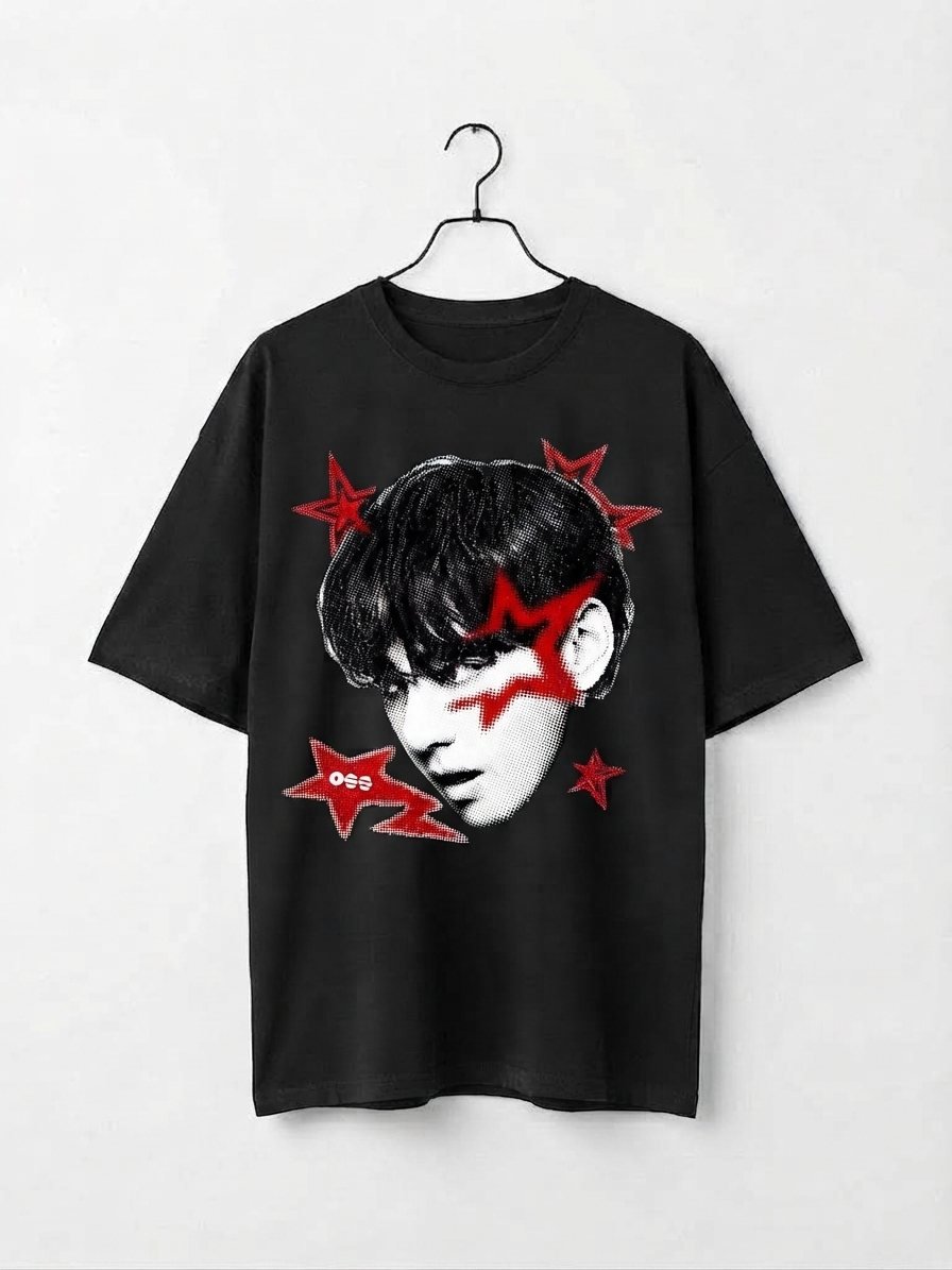 Camiseta BTS Jungkook Sketch Estrellas — vista frontal