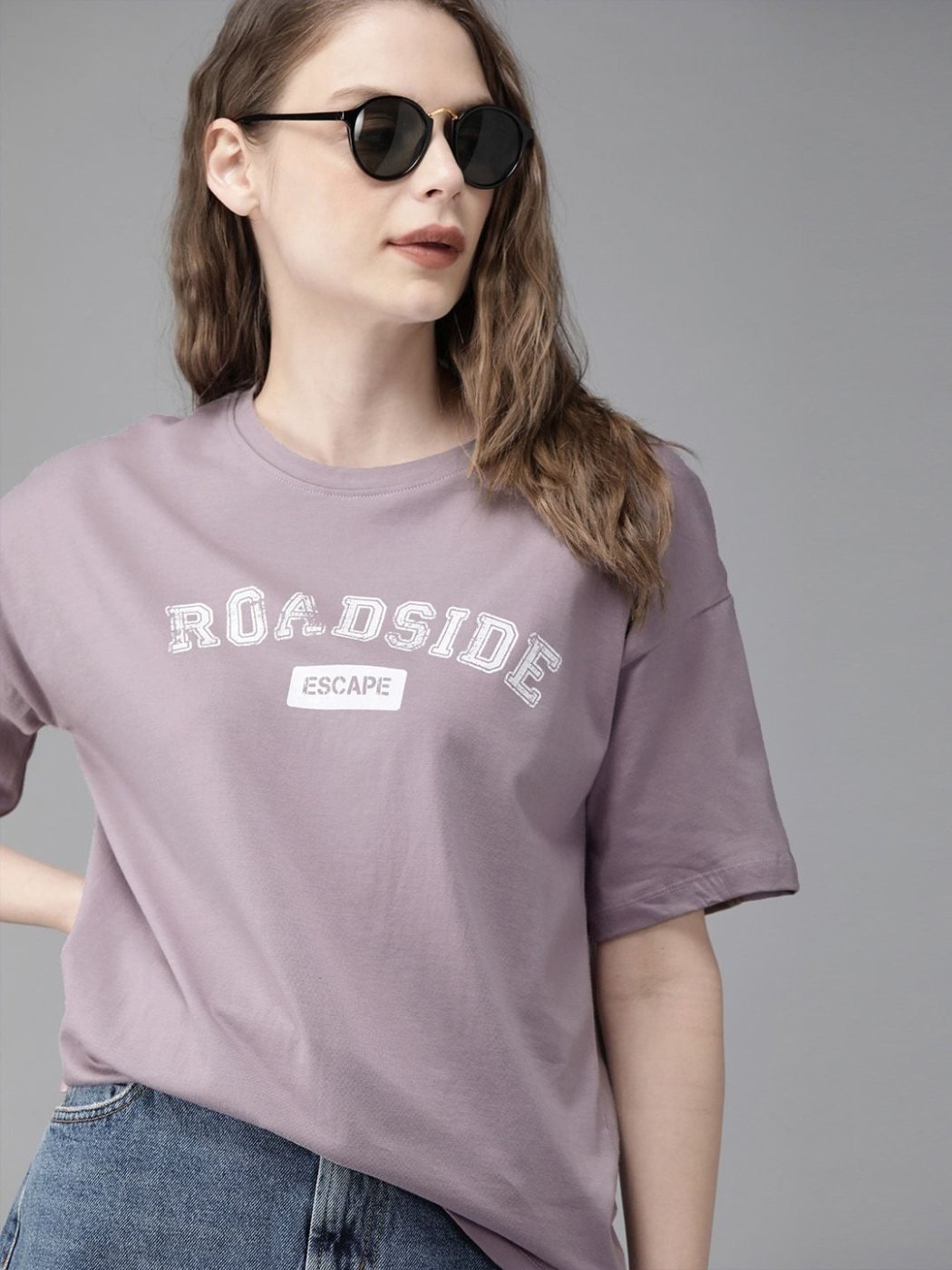 Camiseta Boxy Fit Urban Basics Lila — vista frontal