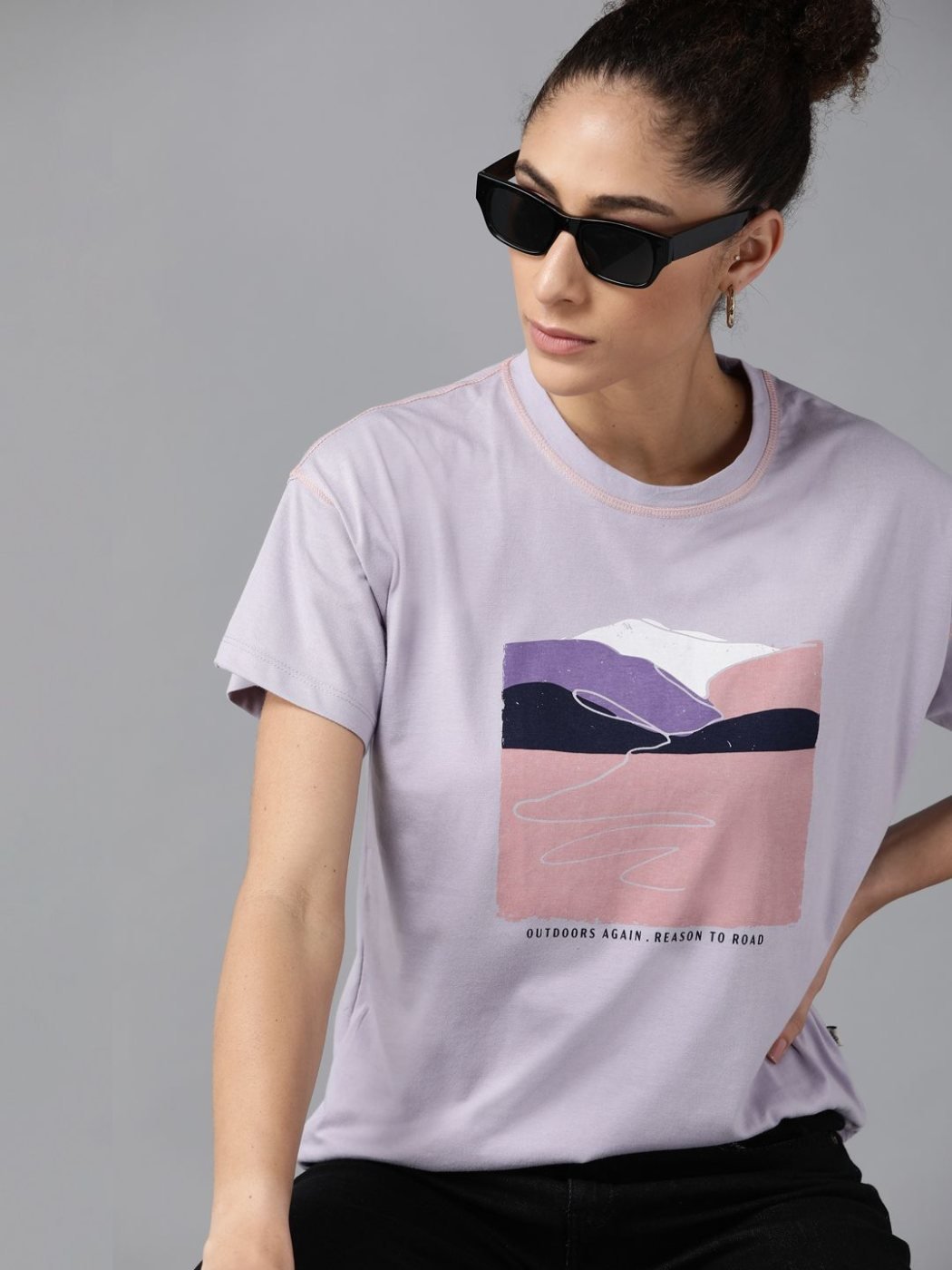 Camiseta Boxy Fit Street Core Lila — vista frontal
