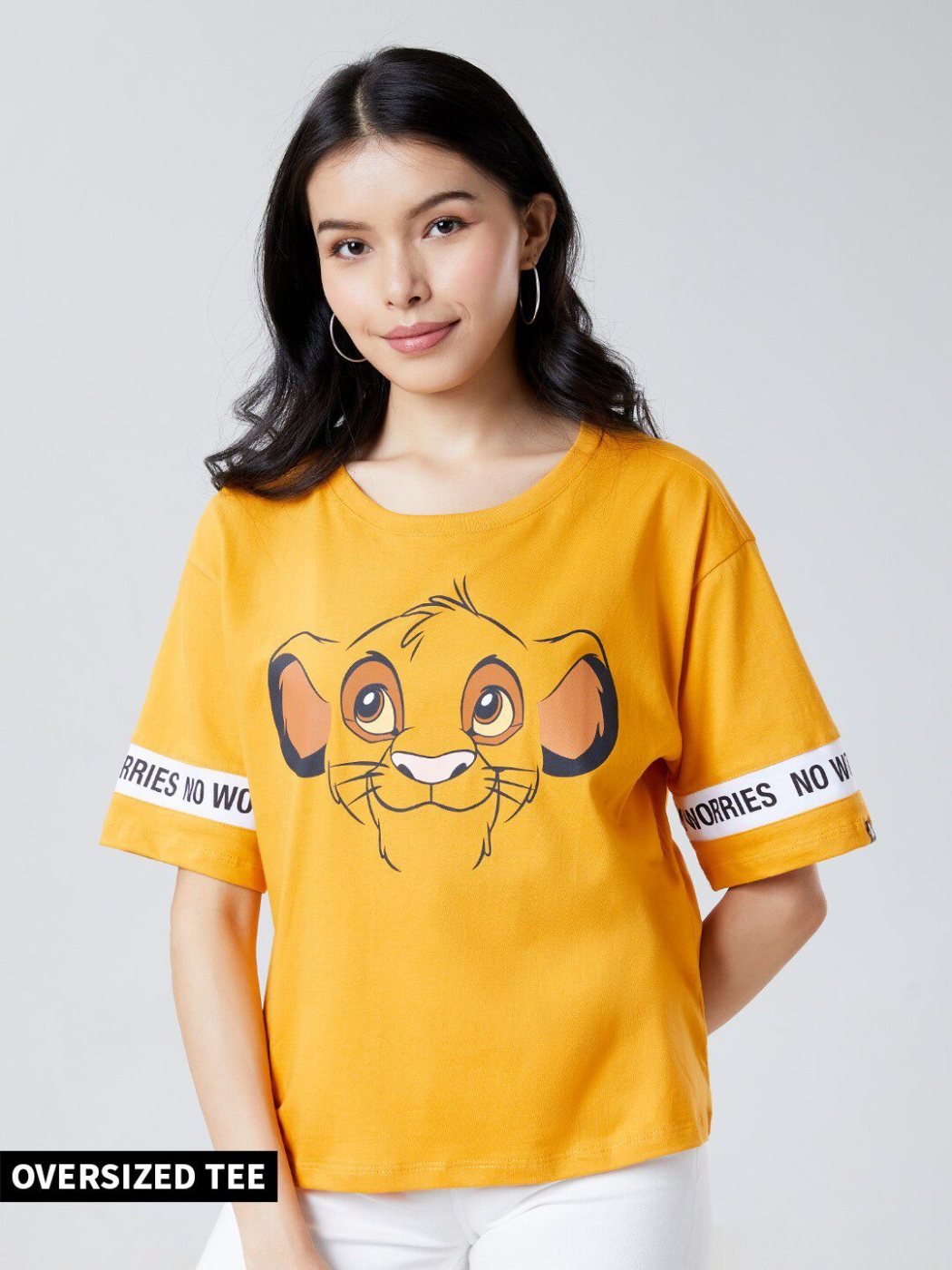 Camiseta Crop Oversize Urban Basics Amarilla — vista frontal