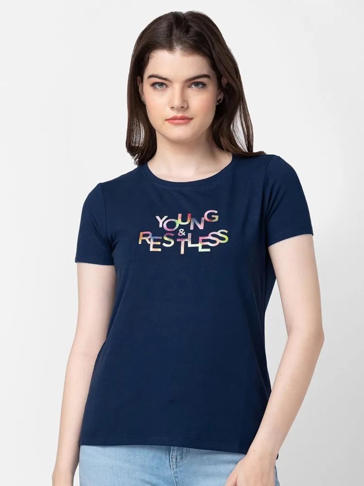 Camiseta Slim Fit Street Core Azul Navy — vista frontal
