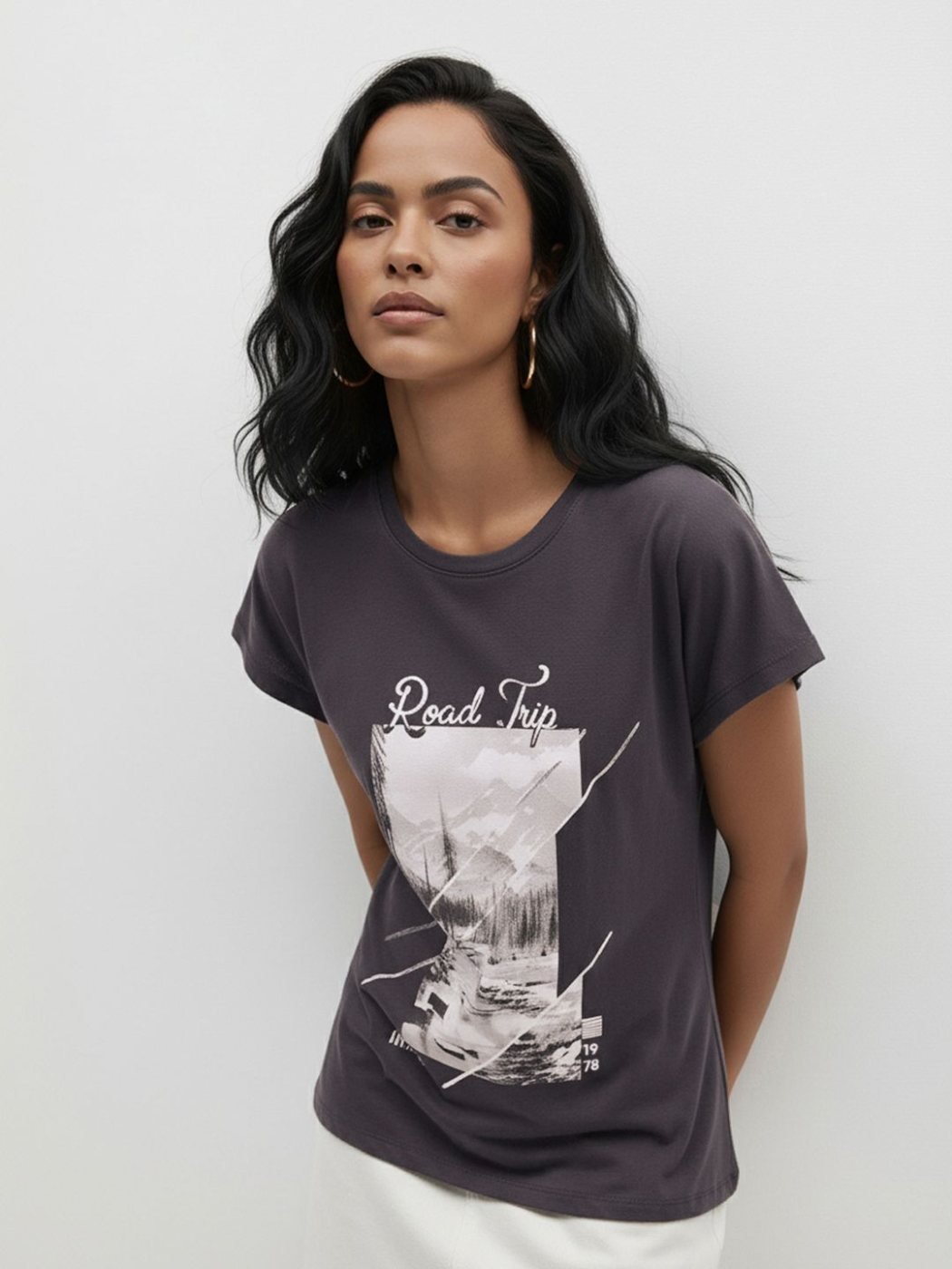 Camiseta Regular Fit Soft Wear Gris Jaspeado — vista frontal