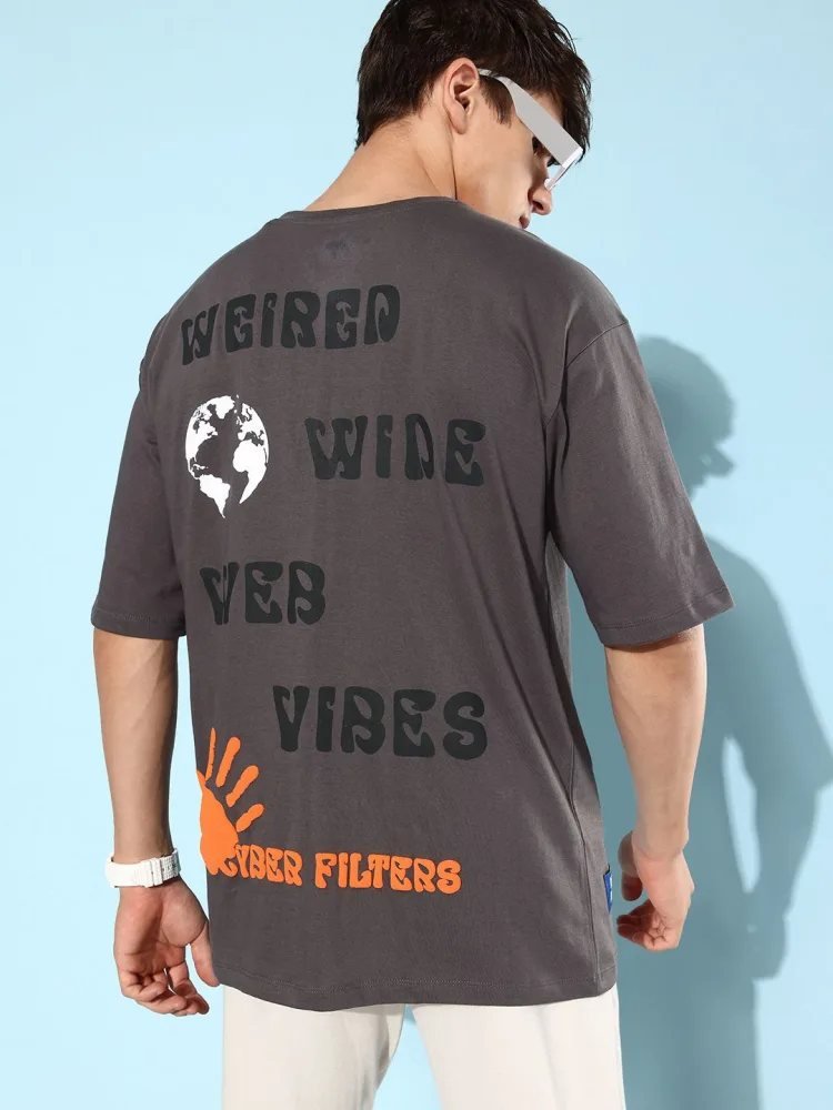 Camiseta Oversize Neo Basic Gris Jaspeado — vista frontal