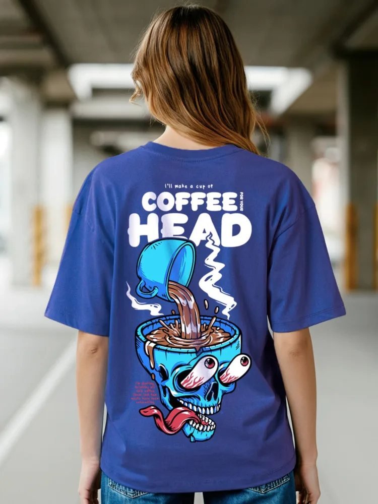 Camiseta Oversize Basic House Azul Medio — vista frontal