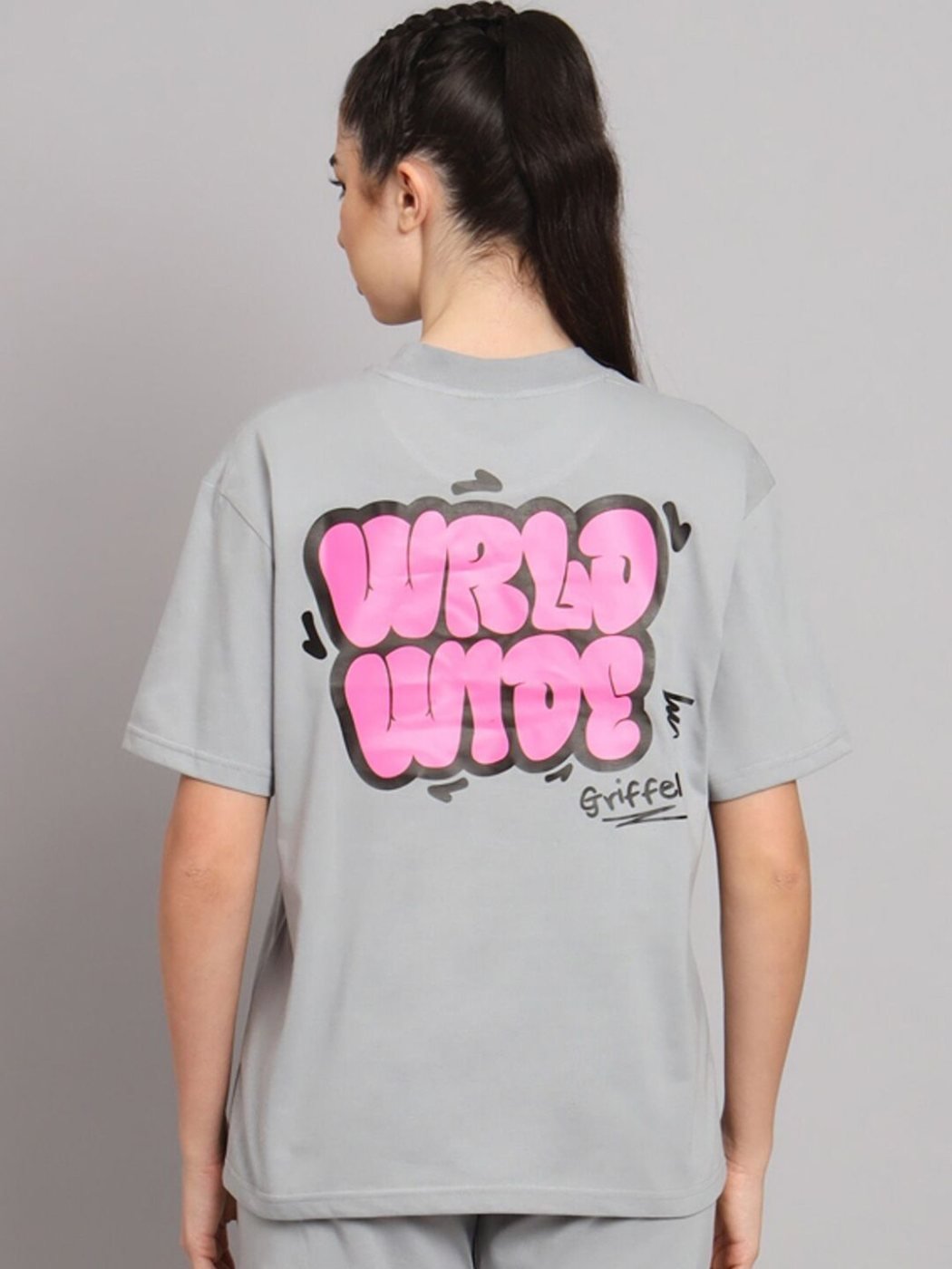 Camiseta Oversize Quiet Loft Gris Jaspeado — vista frontal