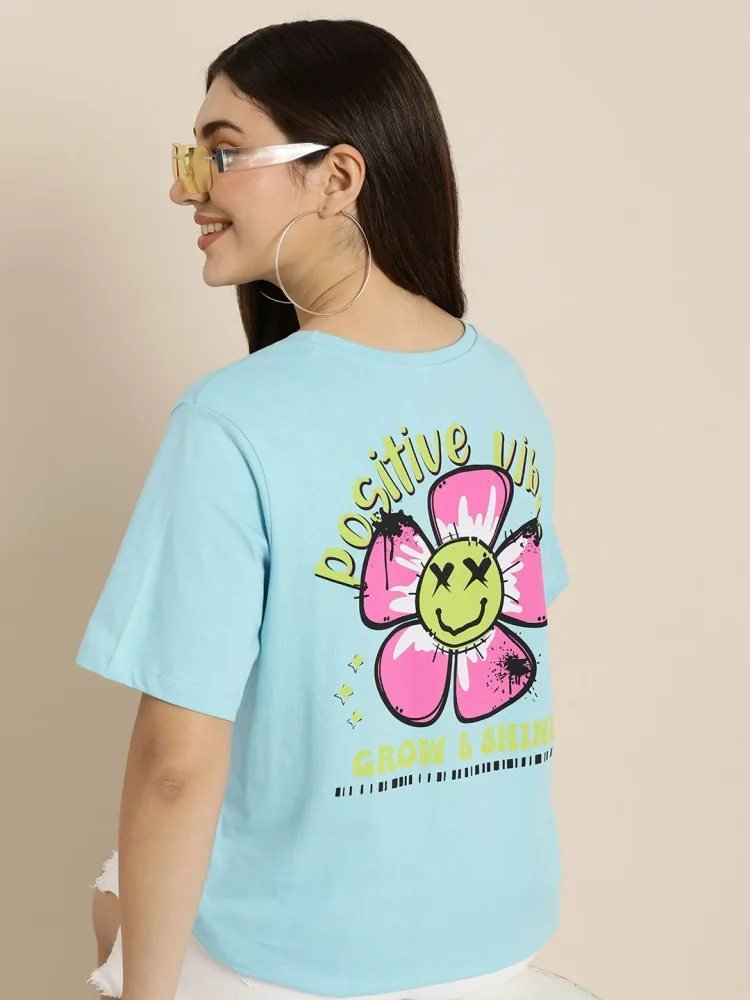 Camiseta Regular Fit Soft Touch Azul Medio — vista frontal