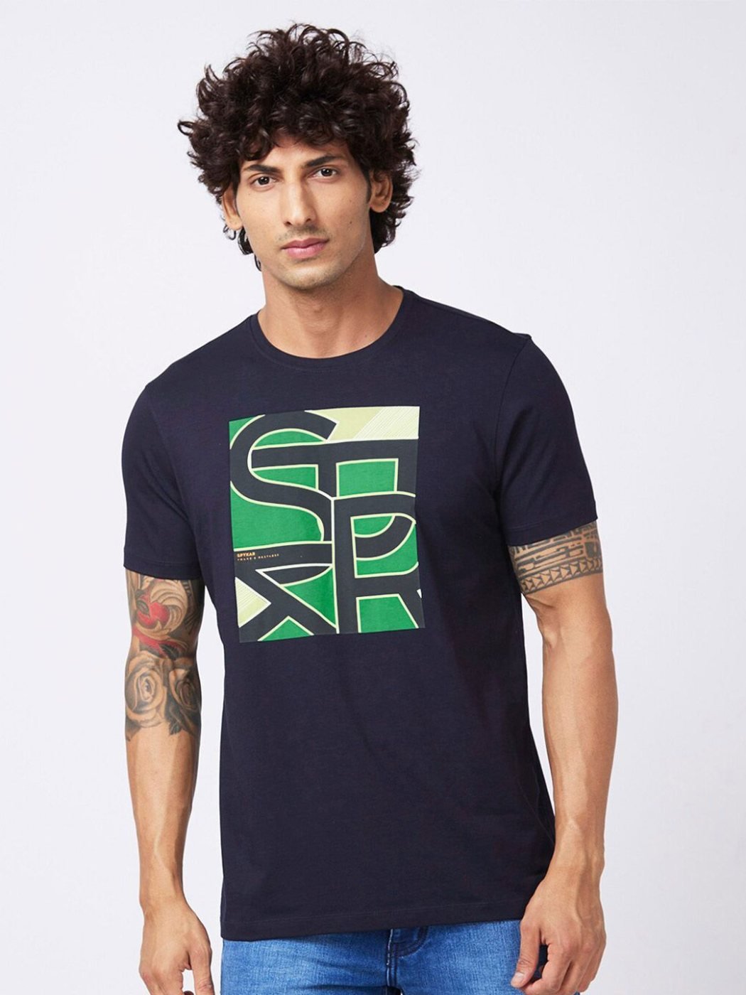 Camiseta Slim Fit Cuello Redondo Soft Era Azul Medio — vista frontal