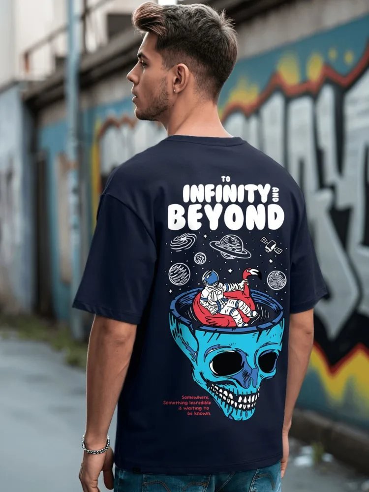 Camiseta Oversize Daily Line Azul Medio — vista frontal