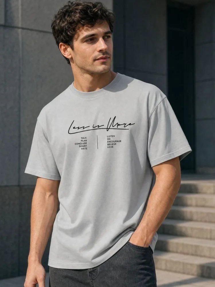 Camiseta Oversize Daily Co Gris Jaspeado — vista frontal