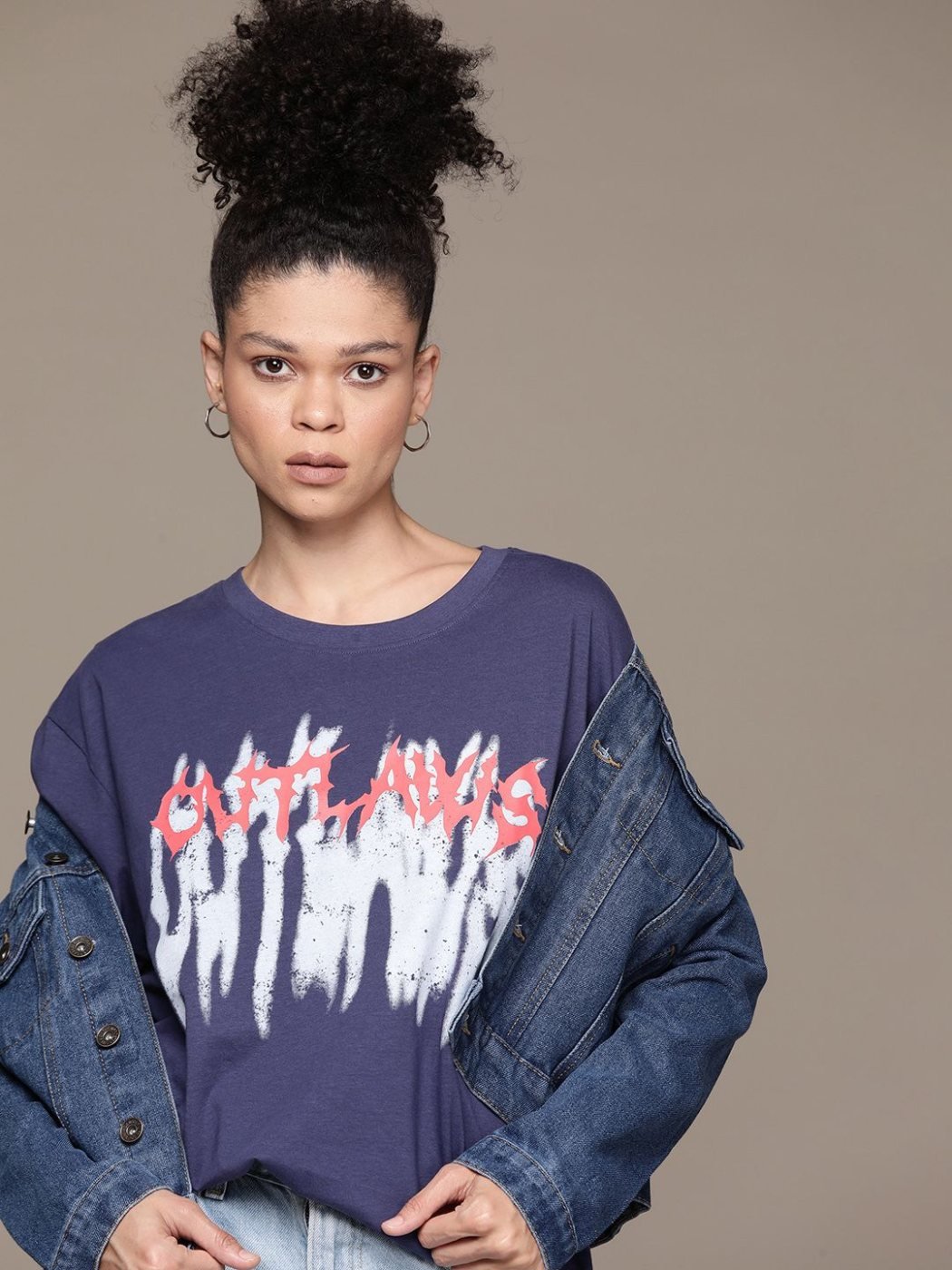 Camiseta Oversize Simple Co Azul Navy — vista frontal