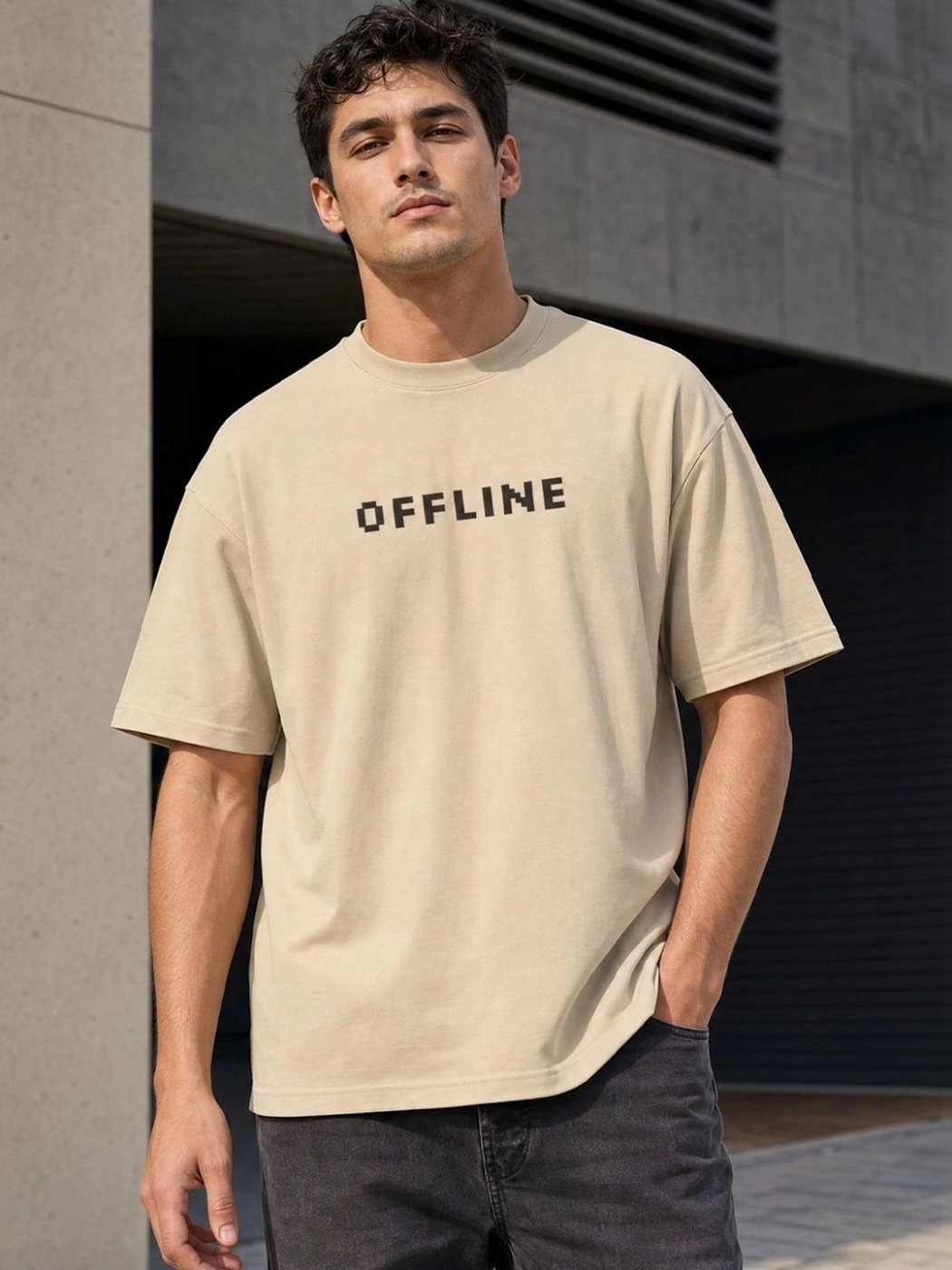 Camiseta Oversize Modern House Nude — vista frontal