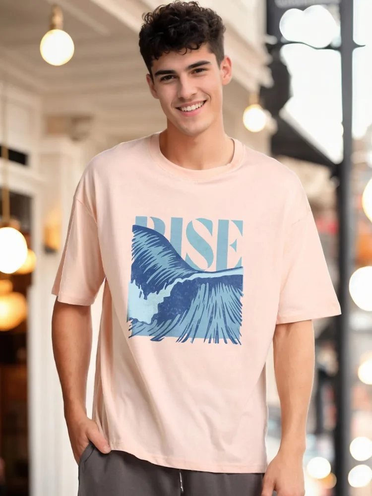 Camiseta Oversize Metro Line Rosa Amaranto — vista frontal