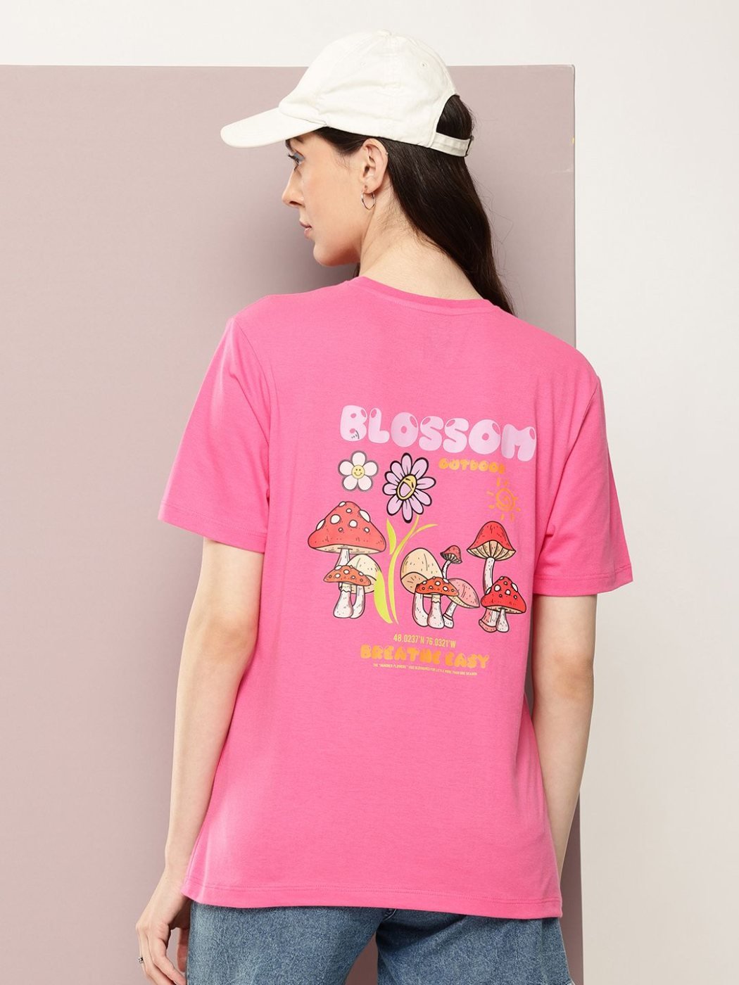 Camiseta Oversize City Mill Rosa Amaranto — vista frontal