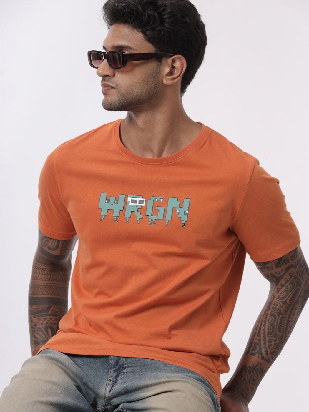 Camiseta Manga Larga Urban Basics Naranja — vista frontal