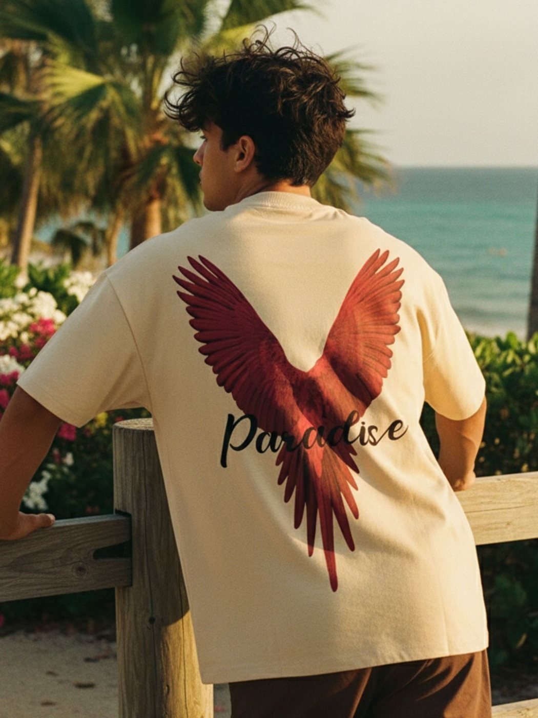 Camiseta Oversize Urban Flow Vainilla — vista frontal