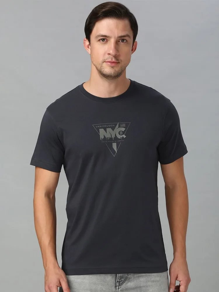Camiseta Regular Fit Comfy Co Gris Jaspeado — vista frontal