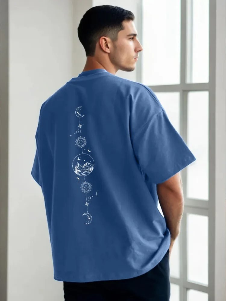 Camiseta Oversize True Line Azul Medio — vista frontal