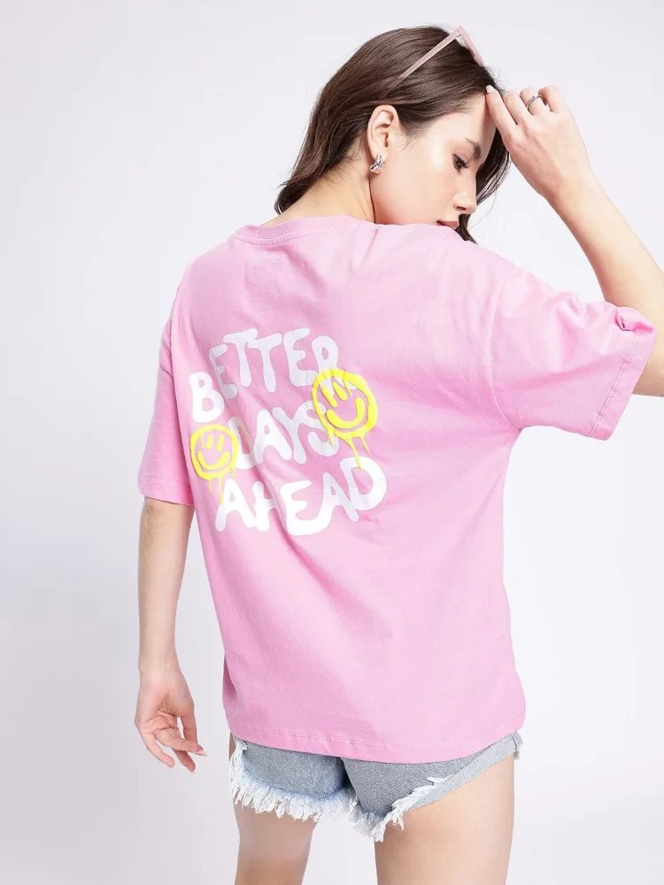 Camiseta Oversize Simple Form Rosa Amaranto — vista frontal