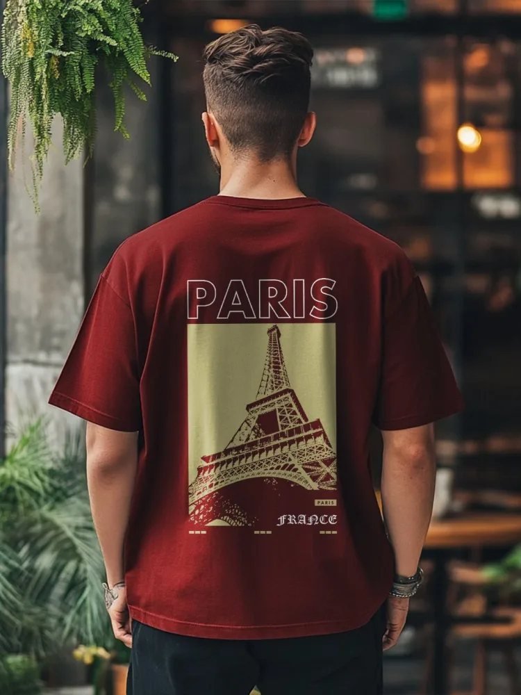 Camiseta Oversize True Co Vinotinto — vista frontal