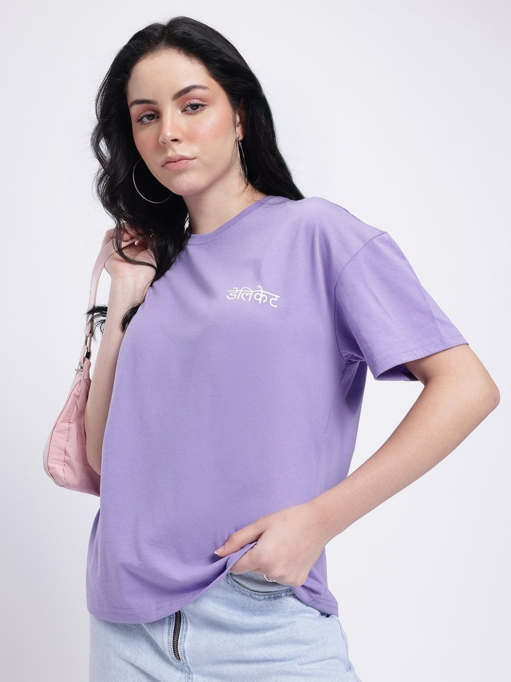Camiseta Oversize Studio Co Morada — vista frontal