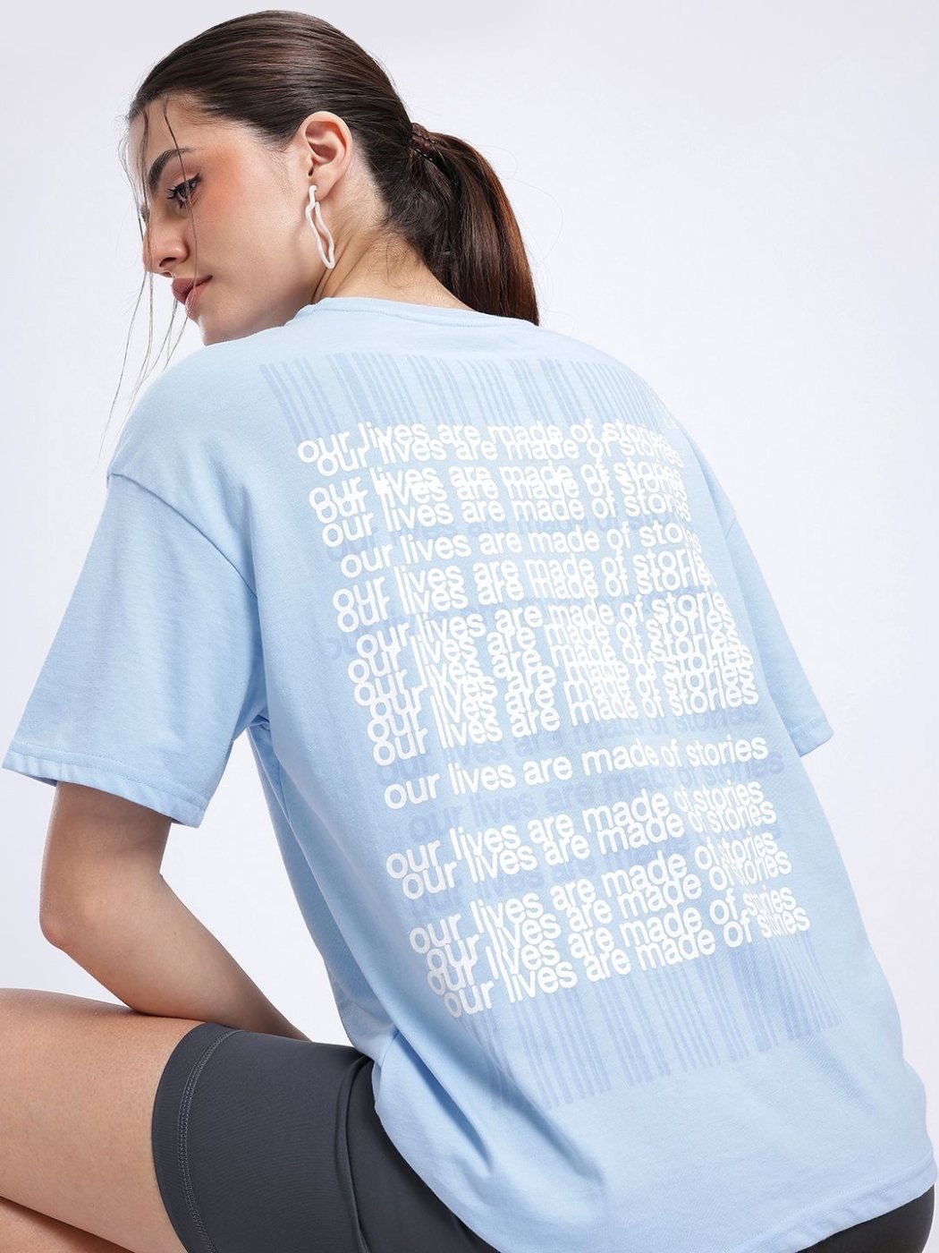 Camiseta Oversize Plain House Azul Medio — vista frontal