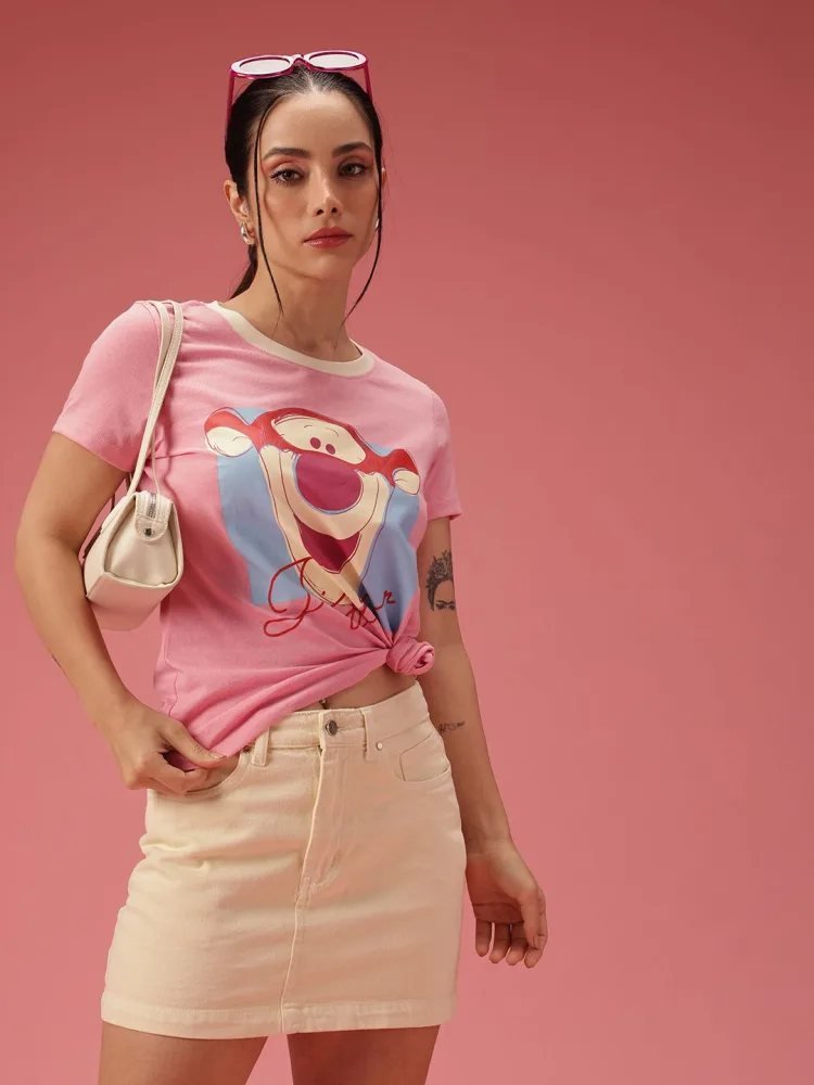 Camiseta Regular Fit Simple Form Rosa Amaranto — vista frontal
