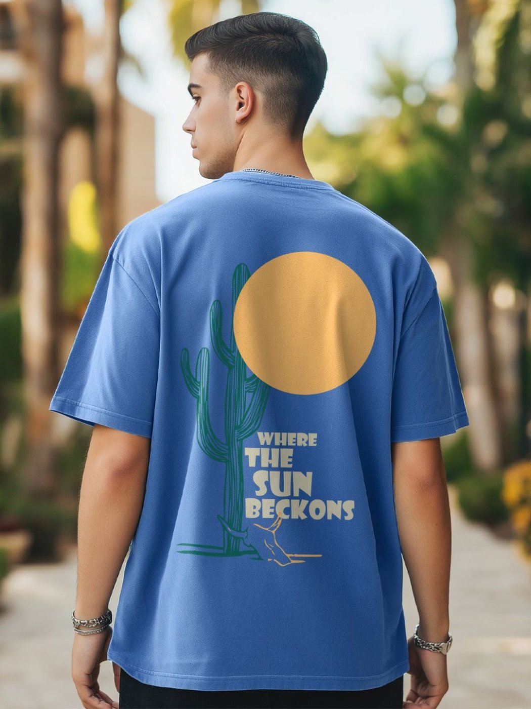 Camiseta Oversize Easy Living Azul Rey — vista frontal
