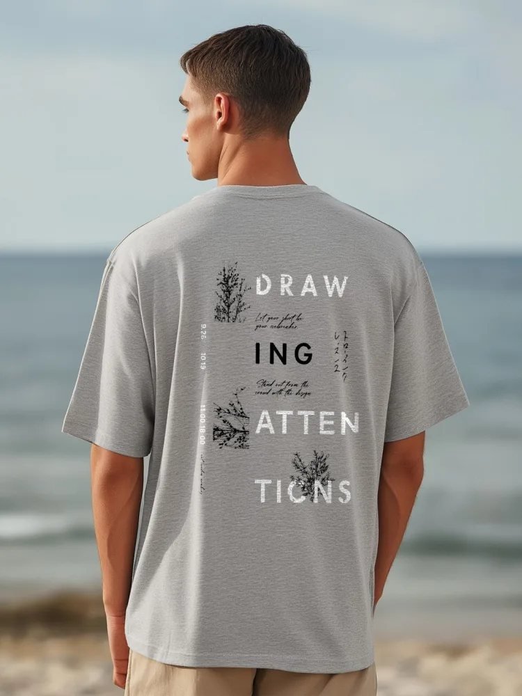 Camiseta Oversize Urban Flow Gris Jaspeado — vista frontal