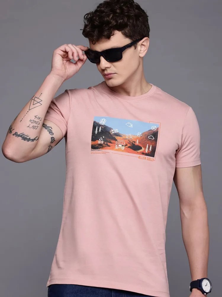 Camiseta Slim Fit Cuello Redondo Studio Co Rosa Amaranto — vista frontal