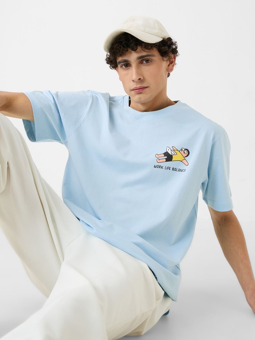 Camiseta Oversize Street Core Azul Rey — vista frontal