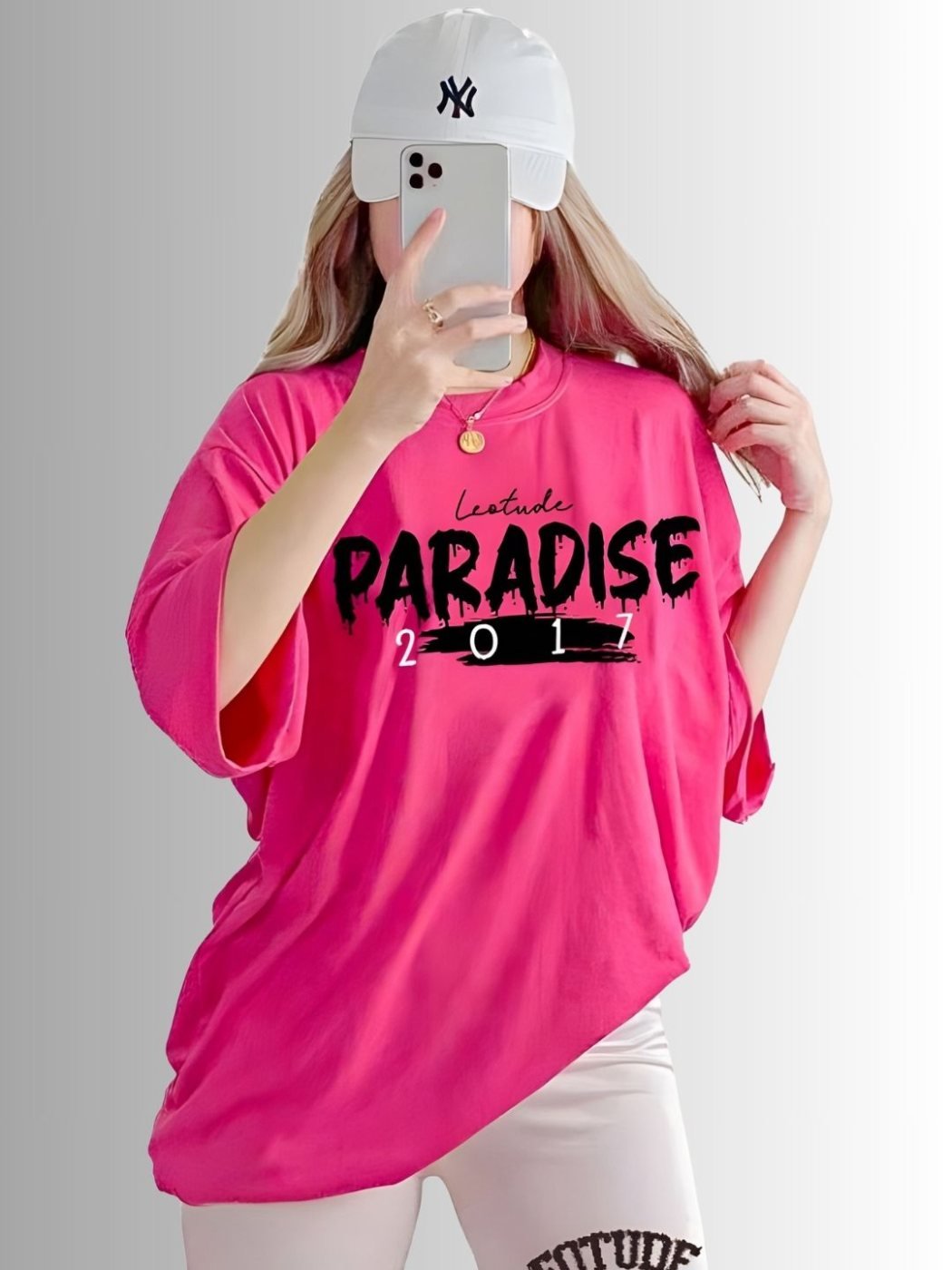 Camiseta Oversize Core Basics Rosa Amaranto — vista frontal
