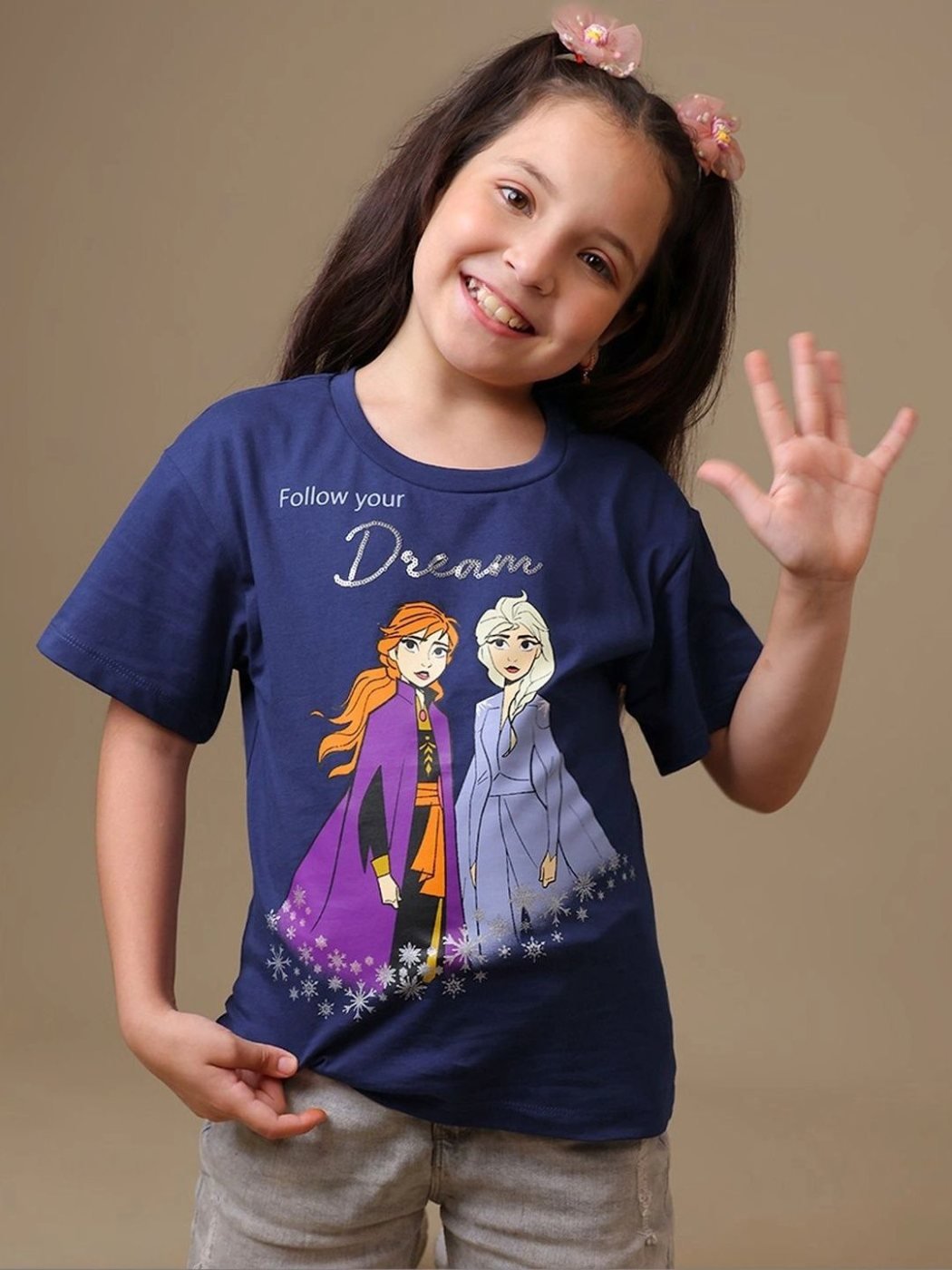 Camiseta Niña Frozen Play Day Azul Navy — vista frontal