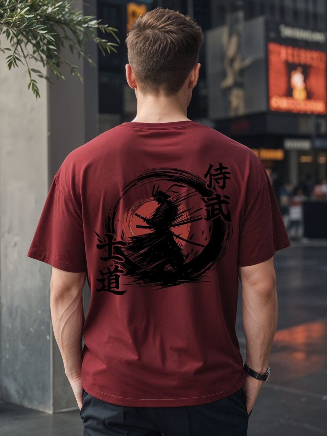 Camiseta Oversize Soft Touch Vinotinto — vista frontal