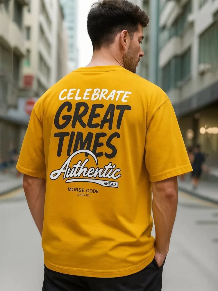 Camiseta Oversize Urban Craft Amarilla — vista frontal