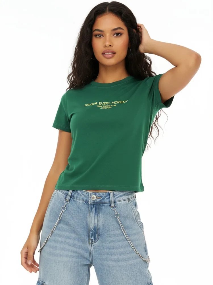Camiseta Regular Fit Daily Club Verde Esmeralda — vista frontal