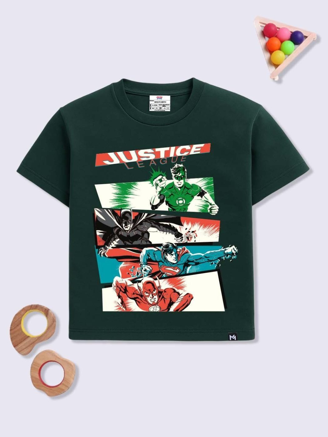 Camiseta Niño Justice League Mini Star Verde Cali — vista frontal
