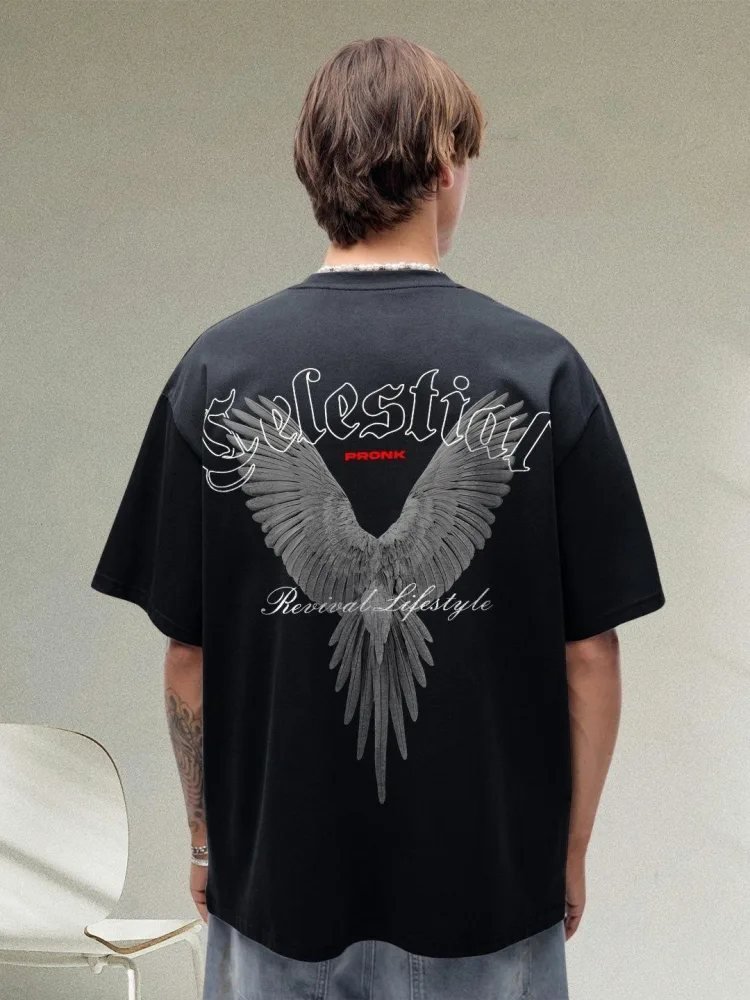 Camiseta Oversize Cotton Row Negra — vista frontal