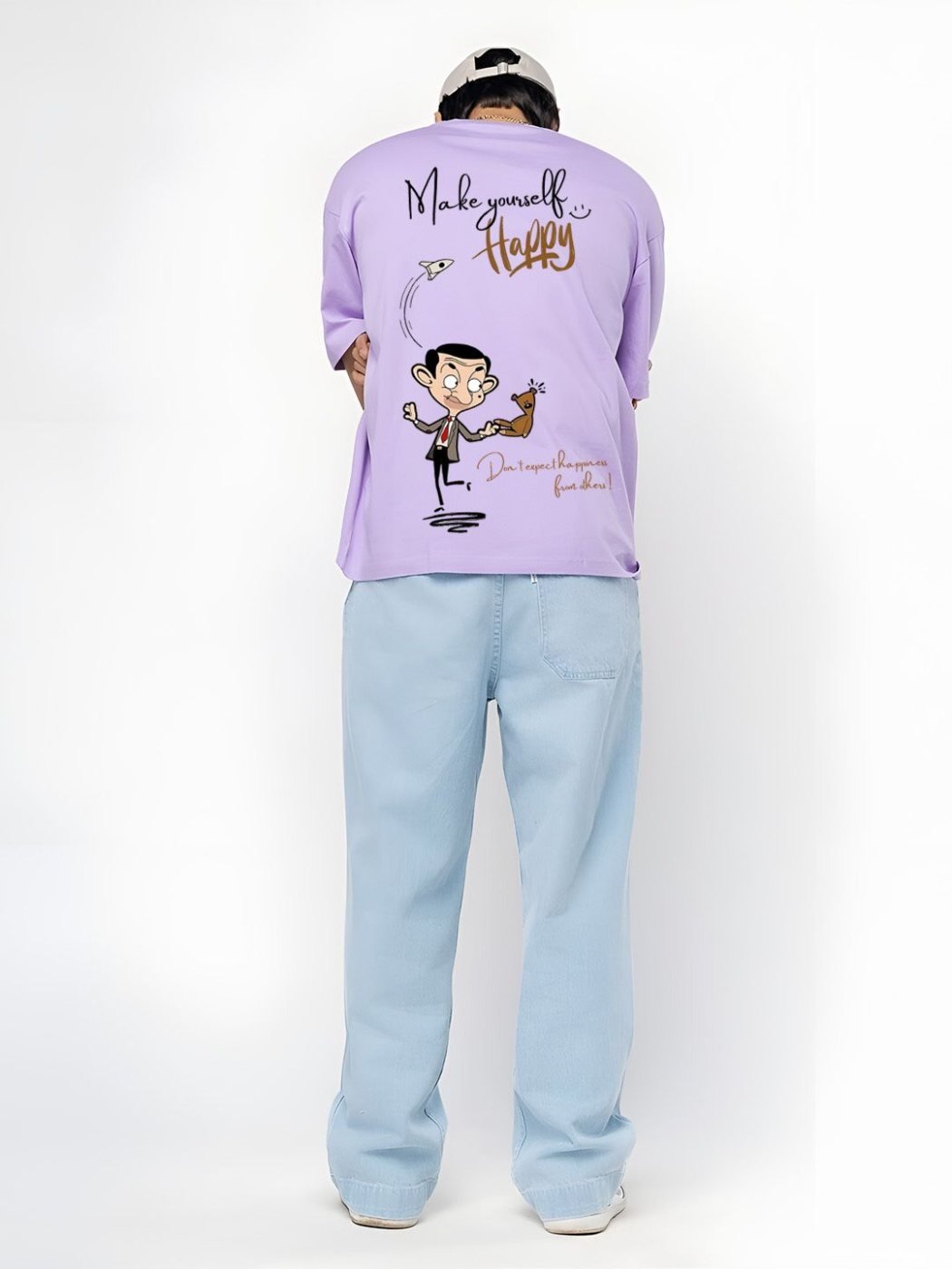 Camiseta Oversize Casual Club Lila — vista frontal