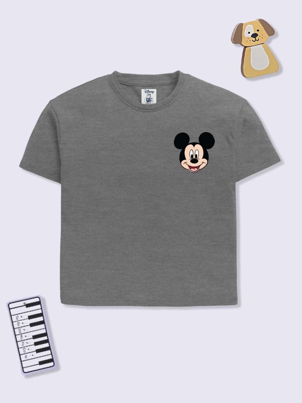 Camiseta Niño Mickey Happy Coat Gris Jaspeado — vista frontal
