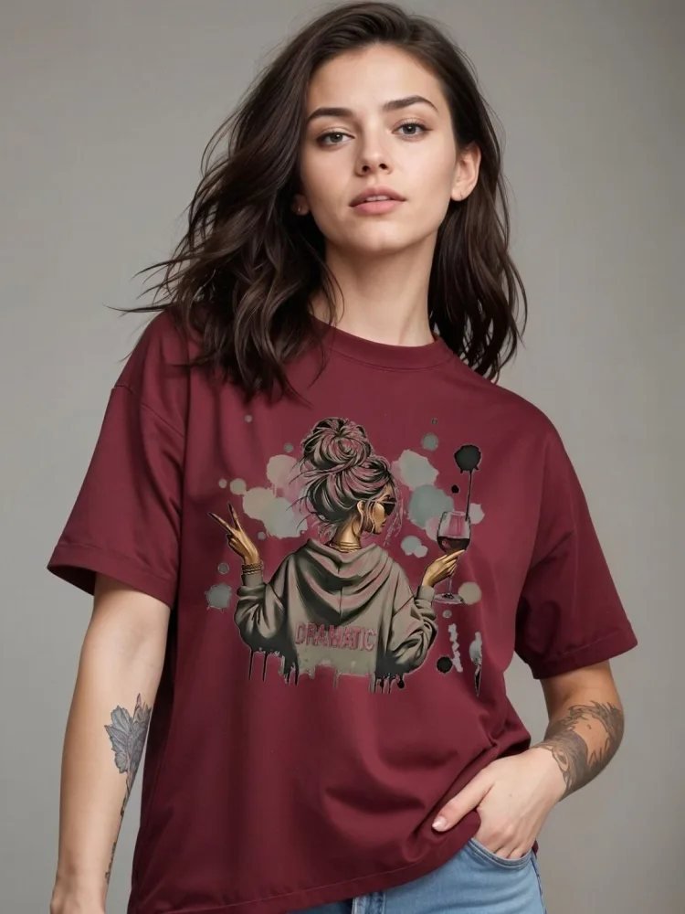 Camiseta Oversize Soft Wear Vinotinto — vista frontal