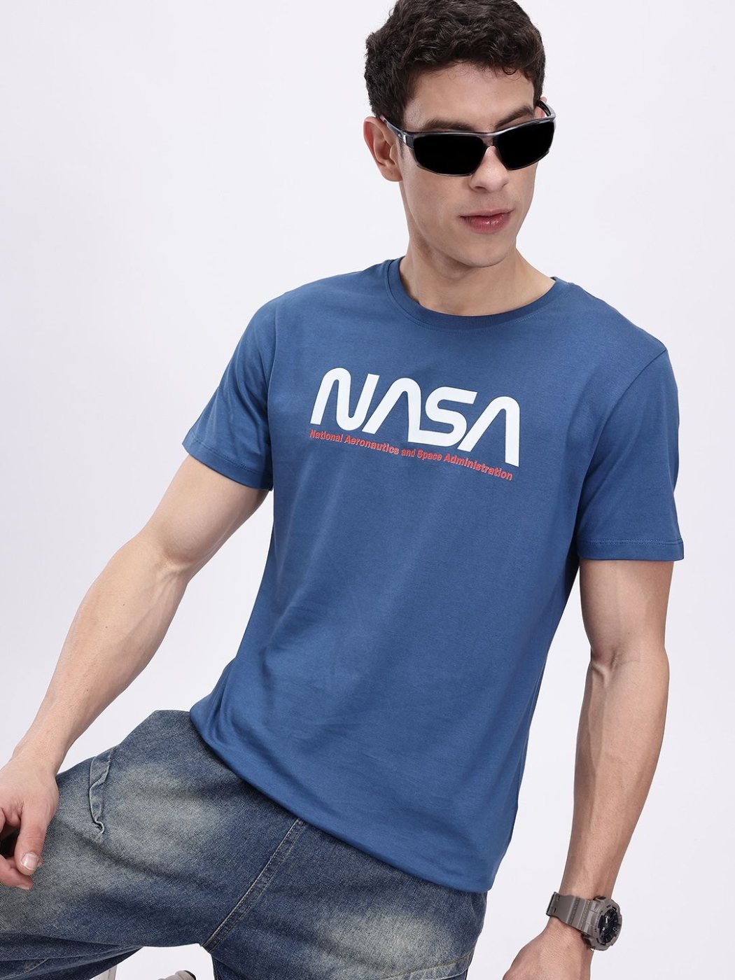 Camiseta NASA Regular Fit Core Co Azul Medio — vista frontal