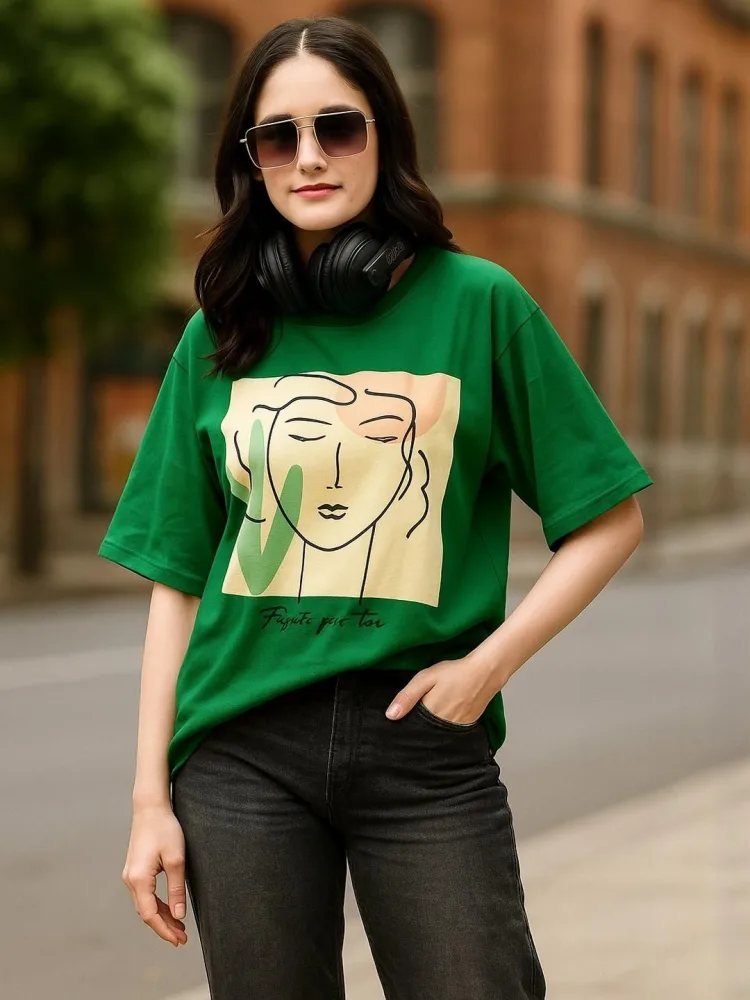 Camiseta Regular Fit Neo Basic Verde Esmeralda — vista frontal