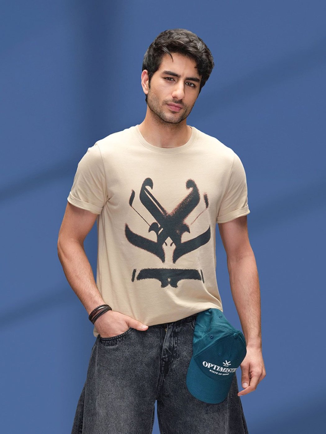 Camiseta Slim Fit Cuello Redondo Soft Touch Verde Militar — vista frontal
