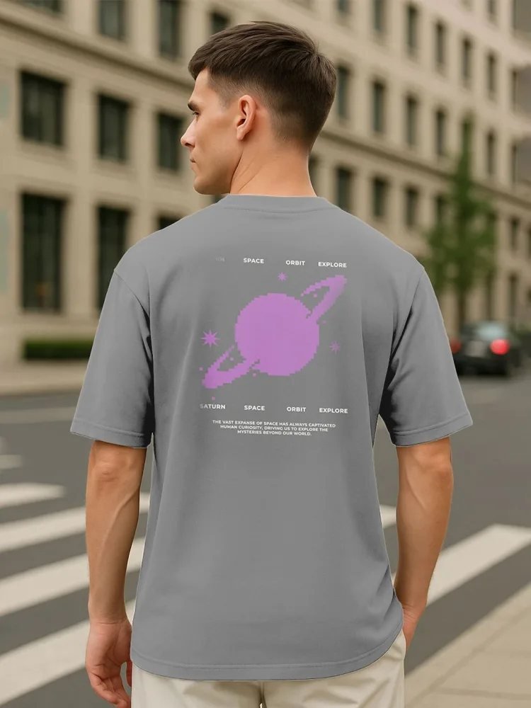 Camiseta Oversize Daily Club Gris Jaspeado — vista frontal