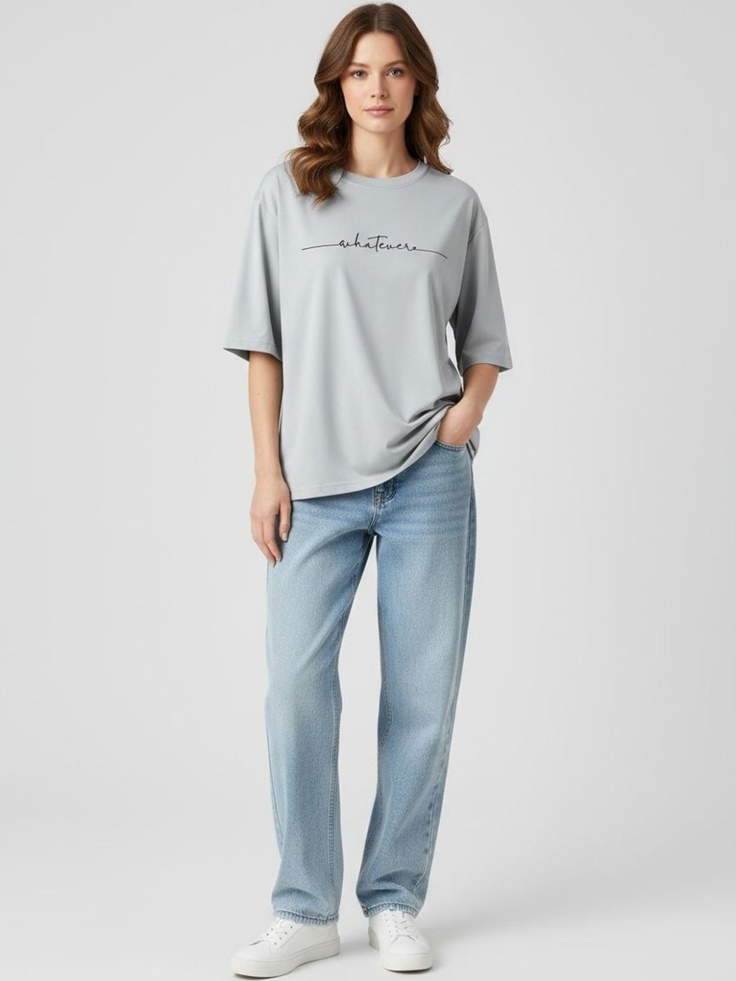 Camiseta Oversize Urban Era Gris Jaspeado — vista frontal