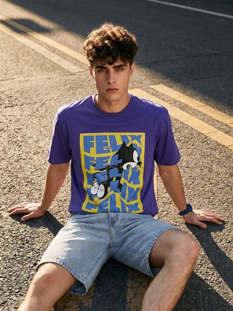 Camiseta Regular Fit Clean Cut Morada — vista frontal