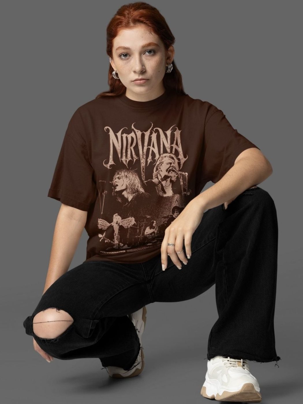 Camiseta Oversize Urban Row Nude — vista frontal