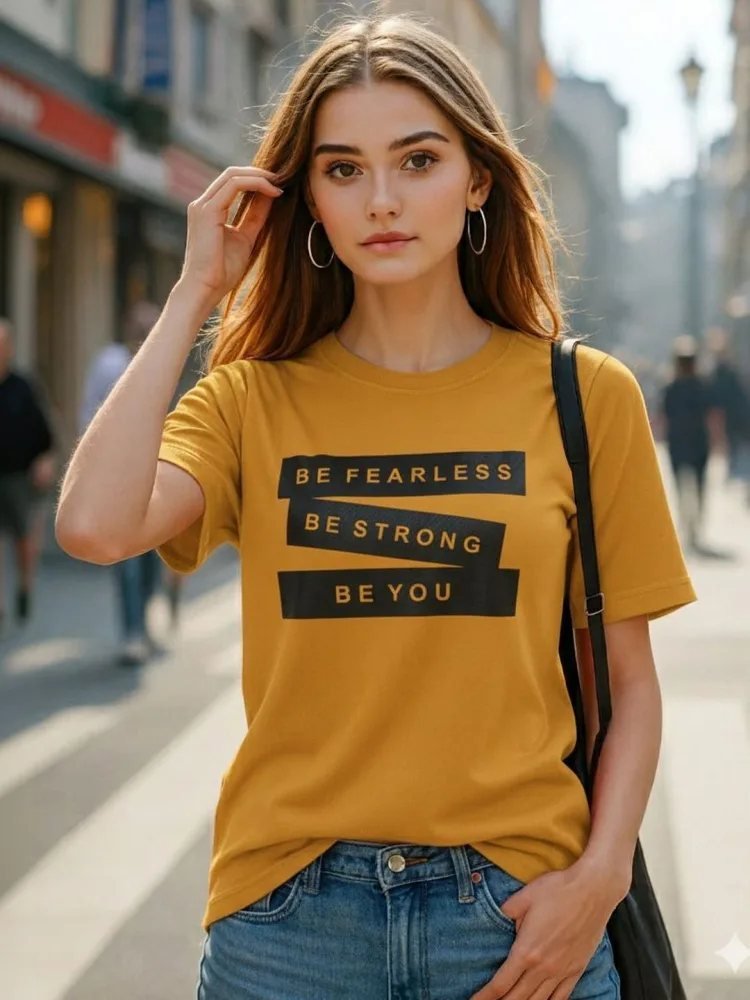 Camiseta Slim Fit Daily Line Amarilla — vista frontal